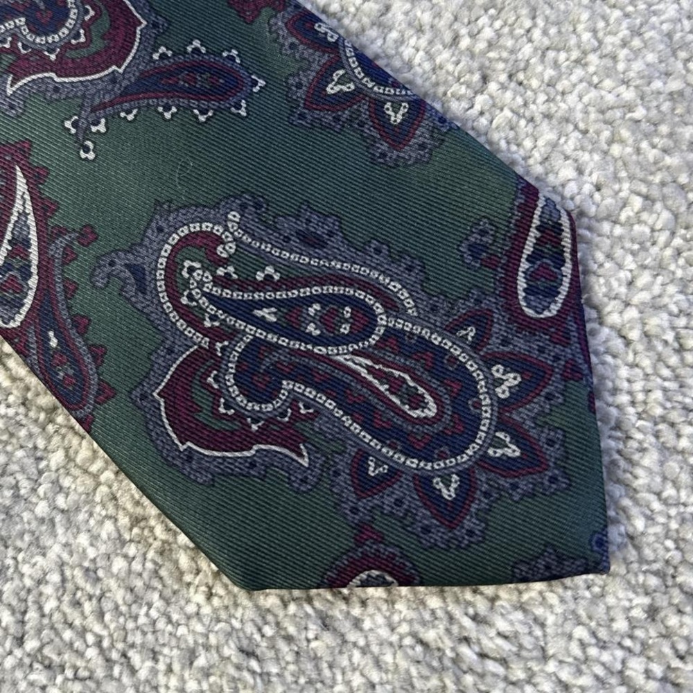 Vintage Robert Talbott Silk Tie Green Doneckers USA Hand Sewn